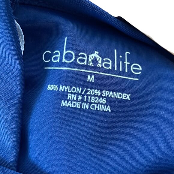 Cabana Life Rash Guard Swim Shirt Top Medium M Navy Blue White Striped UPF 50+ - Picture 3 of 5